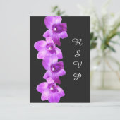 Elegant Paarse orchideeën RSVP-kaart RSVP Kaartje (Staand voorkant)