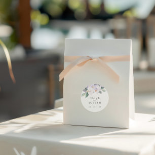 Elegant Paarse Orchids en Greenery Wedding Ronde Sticker