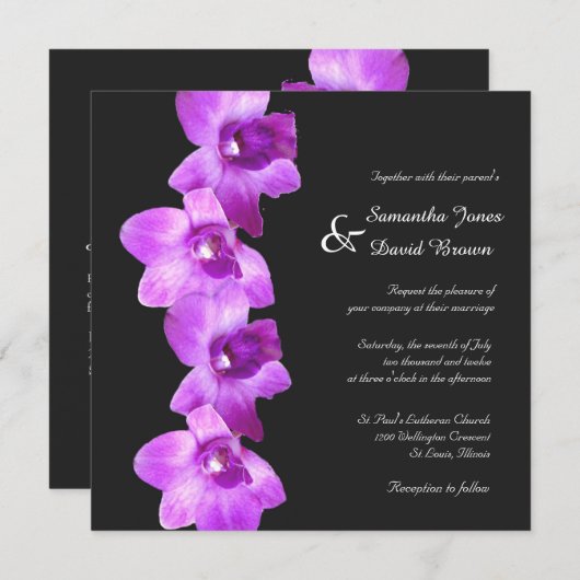 Elegant Paarse Orchids Weddenschap Kaart (Voorkant / Achterkant)