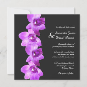 Elegant Paarse Orchids Weddenschap Kaart