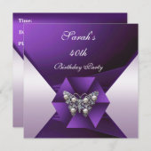 Elegant Paarse pareljuwel 40e verjaardag Kaart (Voorkant / Achterkant)