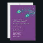 Elegant Paarse Peacock Feathers Weddenschap Kaart<br><div class="desc">Deze klassieke huwelijksuitnodiging is elegant en inspirerend en heeft een mooie pauw-veren op een rijke paarse achtergrond.  Deze trouwuitnodiging is perfect voor een formele of buitentuinbruiloft.  Het aanpassen sparen de datumkaarten,  reactiekaart,  ontvangstkaart,  richtkaart en dank u kaarten zijn ook beschikbaar.</div>