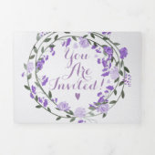 Elegant Paarse Peony Floral Wedding Drieluik Uitnodiging (Cover)