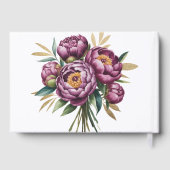 Elegant Paarse Peony Floral Wedding Gastenboek (Achterkant)