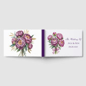 Elegant Paarse Peony Floral Wedding Gastenboek (Volledig)