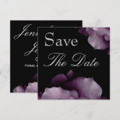 Elegant PAARSE Petals Wedding Save the Date Invite (Voorkant / Achterkant)