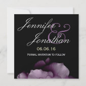 Elegant PAARSE Petals Wedding Save the Date Invite (Achterkant)