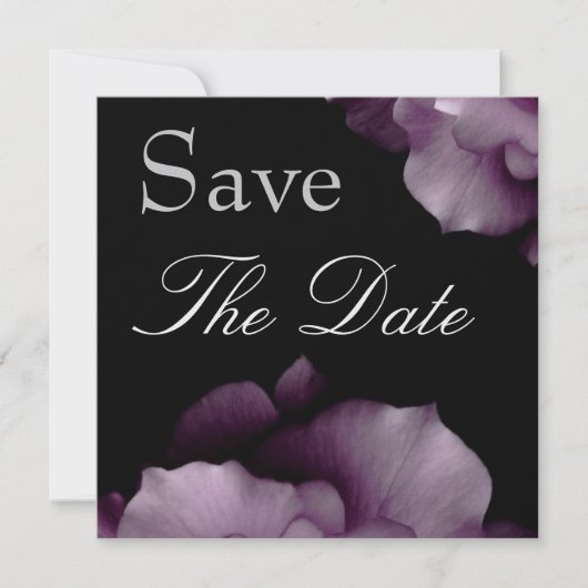 Elegant PAARSE Petals Wedding Save the Date Invite (Voorkant)
