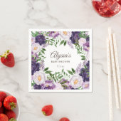 Elegant Paarse pioenen Bloemen Meisje Baby shower Servet (Insitu)