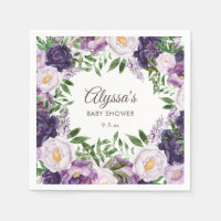 Elegant Paarse pioenen Bloemen Meisje Baby shower