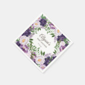 Elegant Paarse pioenen Bloemen Meisje Baby shower Servet (Hoek)
