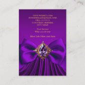 Elegant Paarse Plum Gold Jewel Bow Design Visitekaartje (Achterkant)
