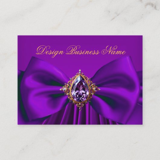 Elegant Paarse Plum Gold Jewel Bow Design Visitekaartje (Voorkant)