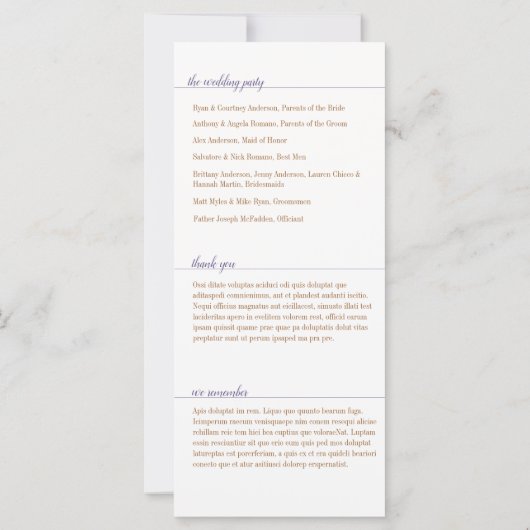 Elegant Paarse programma, Caroline Wedding (Achterkant)