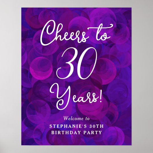 Elegant Paarse Proost op 30 Jaar 30ste Verjaardag Poster (Voorkant)