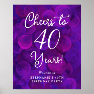 Elegant Paarse Proost op 40 Jaar 40ste Verjaardag Poster