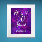 Elegant Paarse Proost op 50 Jaar 50ste Verjaardag Poster