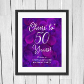 Elegant Paarse Proost op 50 Jaar 50ste Verjaardag Poster