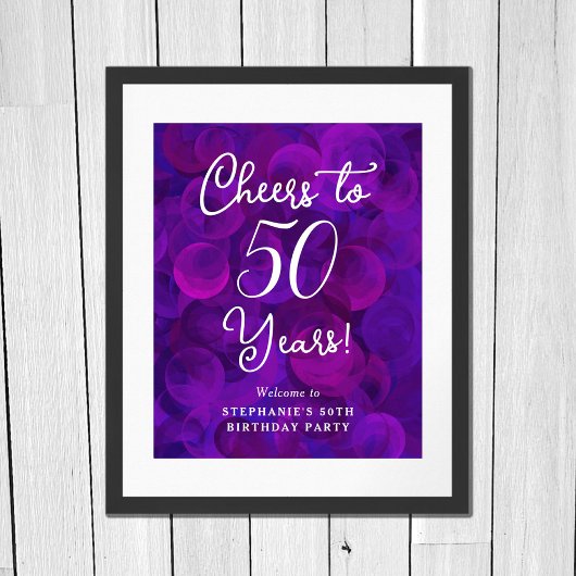 Elegant Paarse Proost op 50 Jaar 50ste Verjaardag Poster