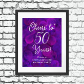 Elegant Paarse Proost op 50 Jaar 50ste Verjaardag Poster