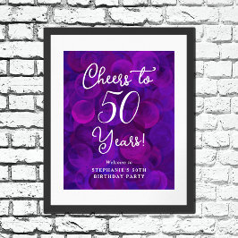 Elegant Paarse Proost op 50 Jaar 50ste Verjaardag Poster