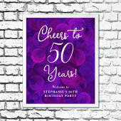 Elegant Paarse Proost op 50 Jaar 50ste Verjaardag Poster