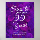 Elegant Paarse Proost op 55 Jaar 55e Verjaardag Poster (Voorkant)