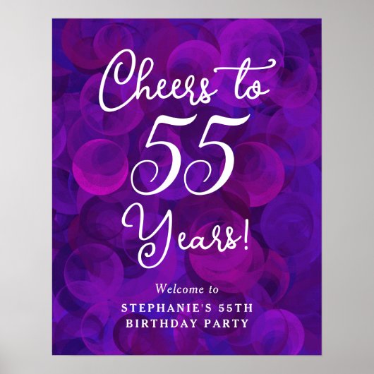 Elegant Paarse Proost op 55 Jaar 55e Verjaardag Poster (Voorkant)