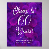 Elegant Paarse Proost op 60 jaar 60ste verjaardag Poster (Voorkant)
