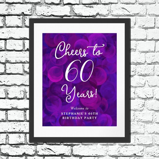 Elegant Paarse Proost op 60 jaar 60ste verjaardag Poster