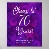 Elegant Paarse Proost op 70 Jaar 70ste Verjaardag Poster (Voorkant)