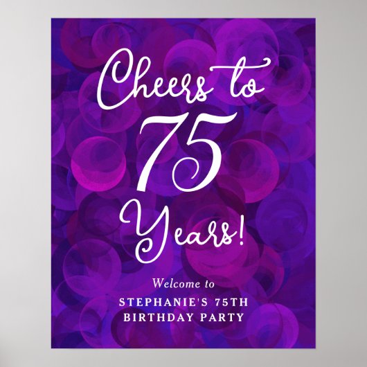 Elegant Paarse Proost op 75 Jaar 75e Verjaardag Poster (Voorkant)