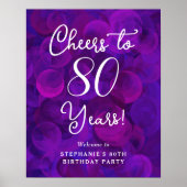 Elegant Paarse Proost op 80 Jaar 80ste Verjaardag Poster (Voorkant)