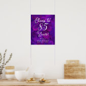 Elegant Paarse Proost op 85 Jaar 85e Verjaardag Poster (Keuken)