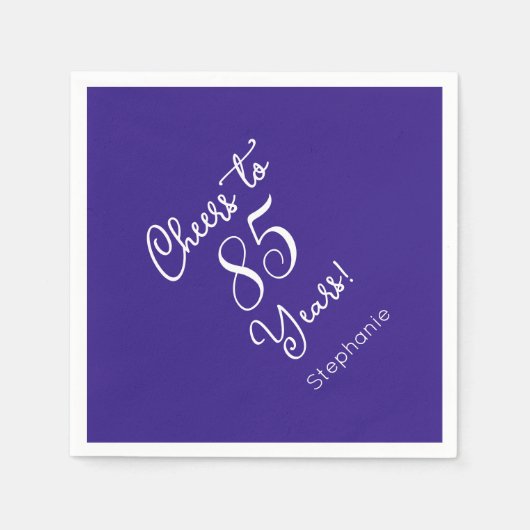 Elegant Paarse Proost op 85 Jaar 85e Verjaardag Servet (Voorkant)