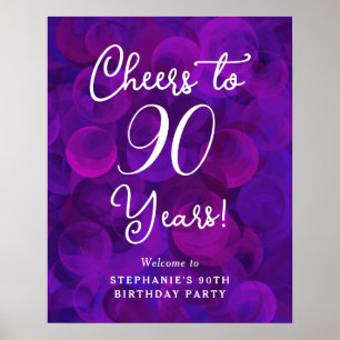 Elegant Paarse Proost op 90 Jaar 90ste Verjaardag Poster