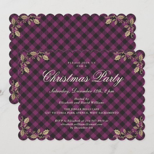 Elegant Paarse Pset-kerstfeestdag Kaart (Voorkant / Achterkant)