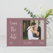 Elegant Paarse QR-code Foto opslaan Datum Kaart (Staand voorkant)