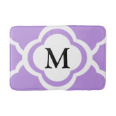 Elegant Paarse Quatrefoil Monogram Badmat (Voorkant)