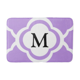 Elegant Paarse Quatrefoil Monogram Badmat