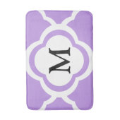 Elegant Paarse Quatrefoil Monogram Badmat (Voorkant Verticaal)