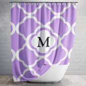 Elegant Paarse Quatrefoil Monogram Douchegordijn