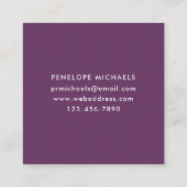 Elegant Paarse raster met foto Vierkante Visitekaartje (Achterkant)