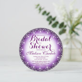 Elegant Paarse Ronde Bridal Shower Invitations Kaart (Staand voorkant)