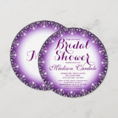 Elegant Paarse Ronde Bridal Shower Invitations Kaart (Voorkant / Achterkant)