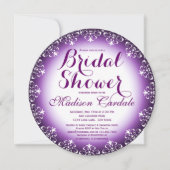 Elegant Paarse Ronde Bridal Shower Invitations Kaart (Voorkant)