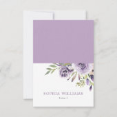 Elegant Paarse Roos Bloemen Bruiloft Plaats Kaart (Voorkant)