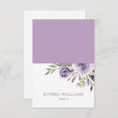 Elegant Paarse Roos Bloemen Bruiloft Plaats Kaart (Voorkant / Achterkant)