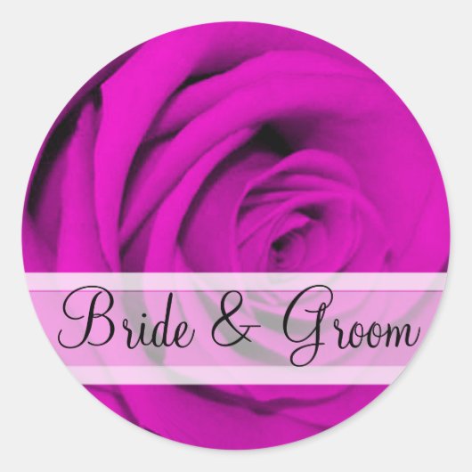 Elegant Paarse Roos Wedding Stickers (Voorkant)