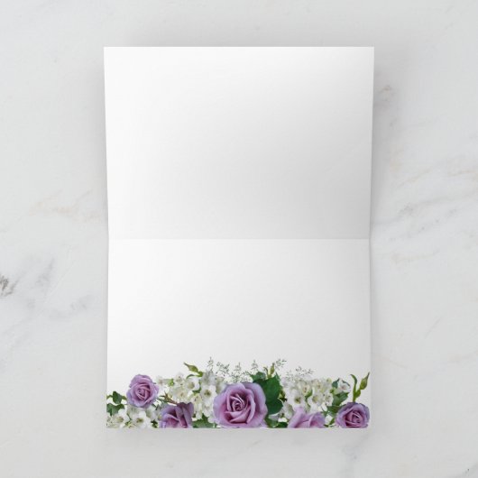 Elegant Paarse Rose Boeket Bloemen Bruiloft Dank Bedankkaart (Binnen)